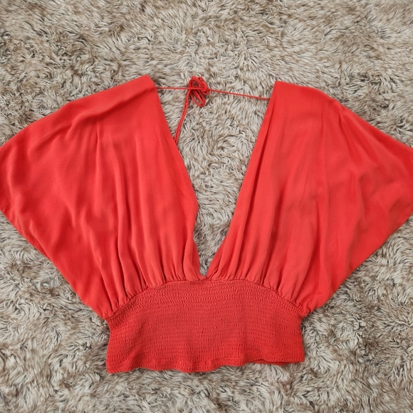 Free People Ava Baby Top Red Women's Size Large - Picture 5 of 12